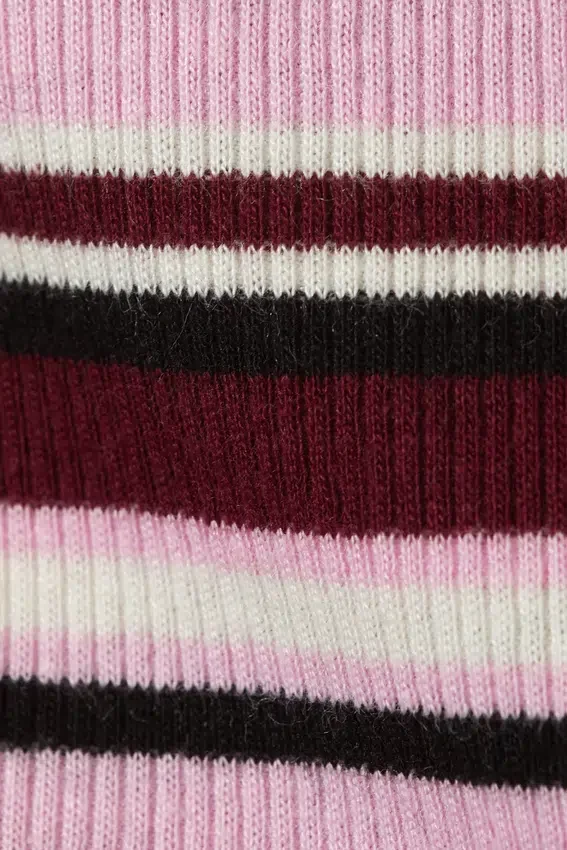 Ribbed Frilled Mini Shorts – Dark Red & Pink Stripe Ribbed Frilled Mini Shorts – Dark Red & Pink Stripe