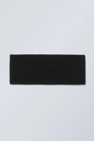 Ribbed Knitted Headband – Black