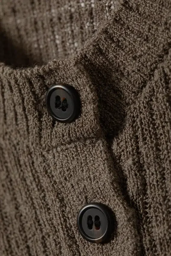 Ribbed Knitted Slim Fit Cardigan – Dark Mole Ribbed Knitted Slim Fit Cardigan – Dark Mole