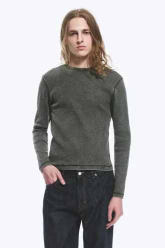 Ribbed Long-Sleeve Top – Dark Green
