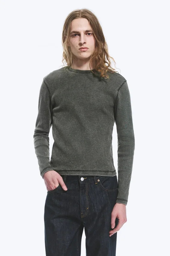 Ribbed Long-Sleeve Top – Dark Green Ribbed Long-Sleeve Top – Dark Green