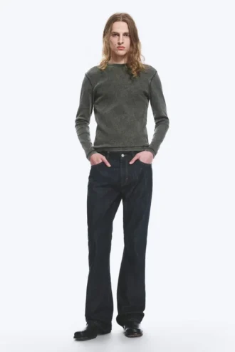 Ribbed Long-Sleeve Top – Dark Green