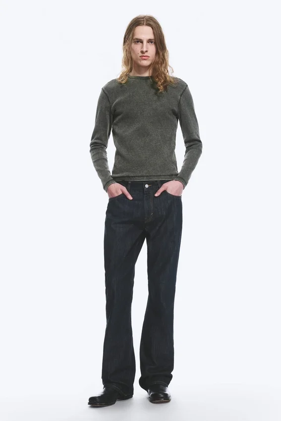 Ribbed Long-Sleeve Top – Dark Green Ribbed Long-Sleeve Top – Dark Green