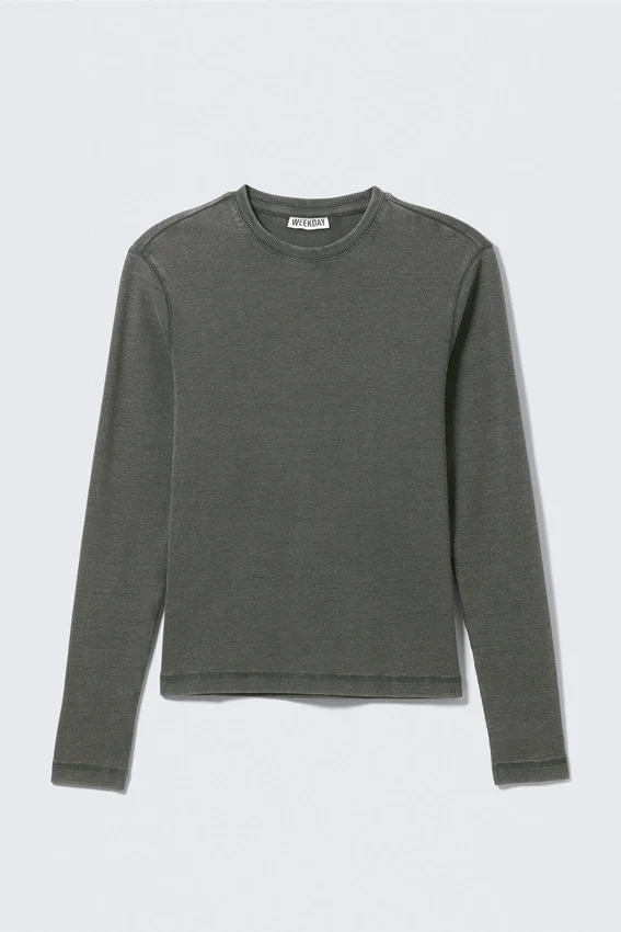 Ribbed Long-Sleeve Top – Dark Green Ribbed Long-Sleeve Top – Dark Green