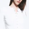 Ribbed Long-Sleeved Cardigan – White Ribbed Long-Sleeved Cardigan – White