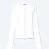 Ribbed Long-Sleeved Cardigan – White Ribbed Long-Sleeved Cardigan – White