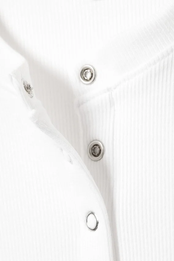 Ribbed Long-Sleeved Cardigan – White Ribbed Long-Sleeved Cardigan – White