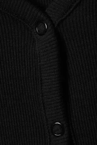Ribbed Long-Sleeved Pyjama Cardigan – Black