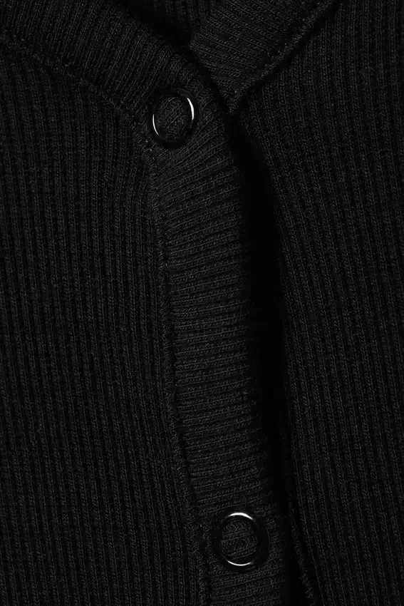 Ribbed Long-Sleeved Pyjama Cardigan – Black Ribbed Long-Sleeved Pyjama Cardigan – Black