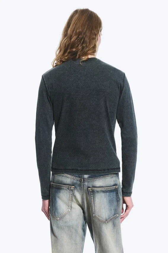 Ribbed Long-Sleeved T-Shirt – Dark Blue Ribbed Long-Sleeved T-Shirt – Dark Blue