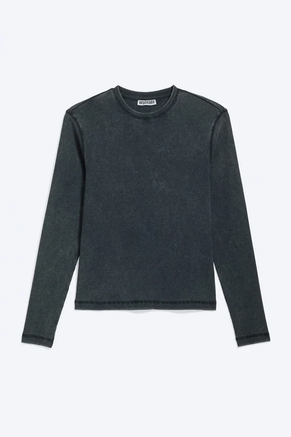 Ribbed Long-Sleeved T-Shirt – Dark Blue Ribbed Long-Sleeved T-Shirt – Dark Blue