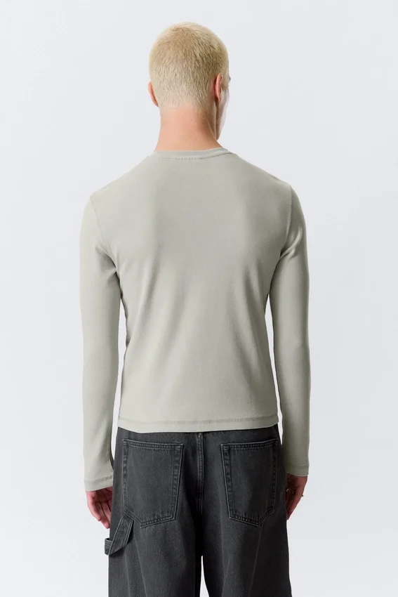 Ribbed Long-Sleeved T-Shirt – Grey Ribbed Long-Sleeved T-Shirt – Grey