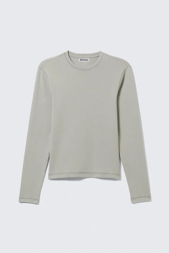 Ribbed Long-Sleeved T-Shirt – Grey Ribbed Long-Sleeved T-Shirt – Grey
