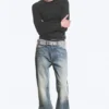 Ribbed Long-Sleeved T-Shirt – Washed Black Ribbed Long-Sleeved T-Shirt – Washed Black