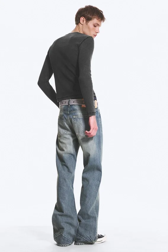 Ribbed Long-Sleeved T-Shirt – Washed Black Ribbed Long-Sleeved T-Shirt – Washed Black