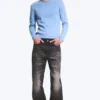 Ribbed Long-Sleeved T-Shirt – Washed Blue Ribbed Long-Sleeved T-Shirt – Washed Blue