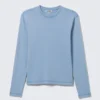Ribbed Long-Sleeved T-Shirt – Washed Blue Ribbed Long-Sleeved T-Shirt – Washed Blue