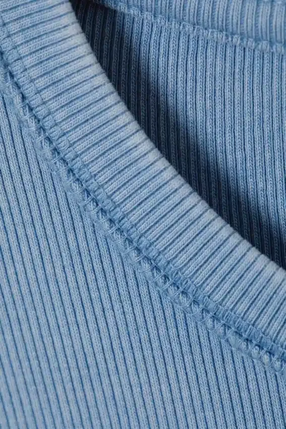 Ribbed Long-Sleeved T-Shirt – Washed Blue Ribbed Long-Sleeved T-Shirt – Washed Blue