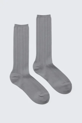 Ribbed Mid-High Socks – Grey