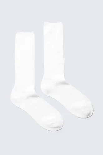 Ribbed Mid-High Socks – White