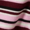 Ribbed Mini Henley Top – Dark Red & Pink Stripe
