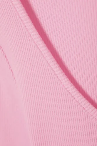 Ribbed Mini Henley Top – Pink