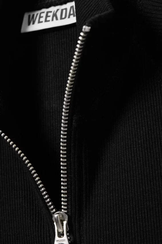 Ribbed Mock Neck Zip Top – Black Ribbed Mock Neck Zip Top – Black