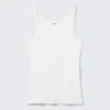 Ribbed Scoop Neck Tank Top – White Ribbed Scoop Neck Tank Top – White