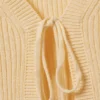 Ribbed Tie-Front Cardigan – Light Yellow Ribbed Tie-Front Cardigan – Light Yellow