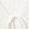 Ribbed Tie-Front Cardigan – White Ribbed Tie-Front Cardigan – White