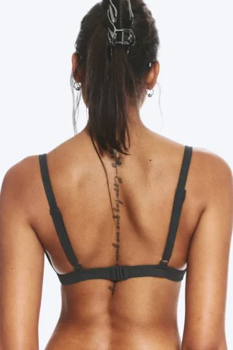 Ribbed V-Neck Bikini Top – Dark Grey