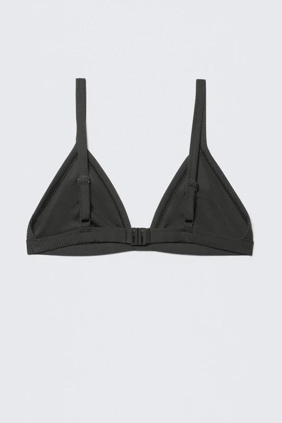 Ribbed V-Neck Bikini Top – Dark Grey Ribbed V-Neck Bikini Top – Dark Grey