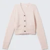 Ribbed V-Neck Cardigan – Light Dusty Pink Ribbed V-Neck Cardigan – Light Dusty Pink