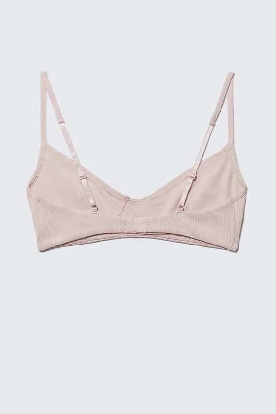 Ribbed V-Neck Cotton Bra – Light Pink Ribbed V-Neck Cotton Bra – Light Pink
