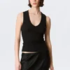 Ribbed V-Neck Tank Top – Black Ribbed V-Neck Tank Top – Black