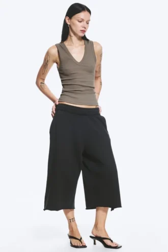 Ribbed V-Neck Tank Top – Dusty Grey