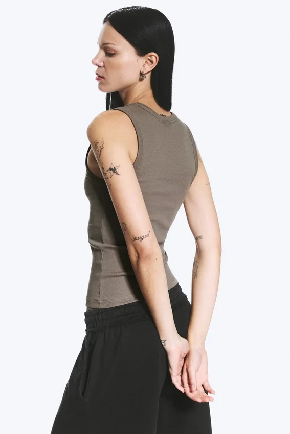 Ribbed V-Neck Tank Top – Dusty Grey Ribbed V-Neck Tank Top – Dusty Grey