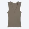 Ribbed V-Neck Tank Top – Dusty Grey Ribbed V-Neck Tank Top – Dusty Grey
