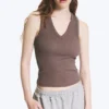 Ribbed V-Neck Tank Top – Dusty Plum
