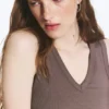 Ribbed V-Neck Tank Top – Dusty Plum