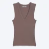 Ribbed V-Neck Tank Top – Dusty Plum