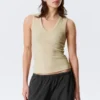Ribbed V-Neck Tank Top – Light Beige Ribbed V-Neck Tank Top – Light Beige