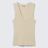 Ribbed V-Neck Tank Top – Light Beige Ribbed V-Neck Tank Top – Light Beige