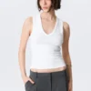 Ribbed V-Neck Tank Top – White Ribbed V-Neck Tank Top – White