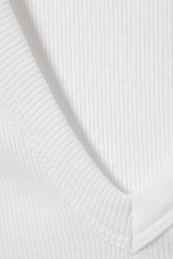 Ribbed V-Neck Tank Top – White Ribbed V-Neck Tank Top – White