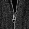 Ribbed Zip-Up Knit Cardigan – Dark Grey Melange Ribbed Zip-Up Knit Cardigan – Dark Grey Melange