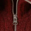 Ribbed Zip-Up Knit Cardigan – Dark Red Melange Ribbed Zip-Up Knit Cardigan – Dark Red Melange