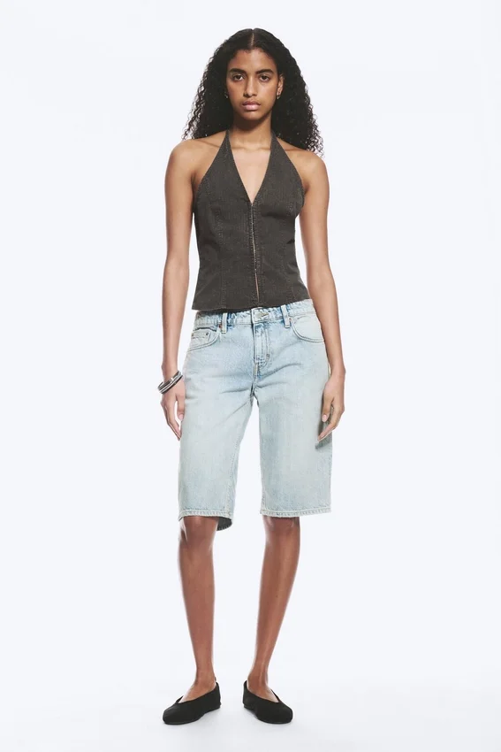 Ripstop Halter V-Neck Top – Dark Grey Ripstop Halter V-Neck Top – Dark Grey