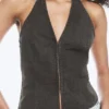 Ripstop Halter V-Neck Top – Dark Grey Ripstop Halter V-Neck Top – Dark Grey