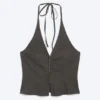 Ripstop Halter V-Neck Top – Dark Grey Ripstop Halter V-Neck Top – Dark Grey